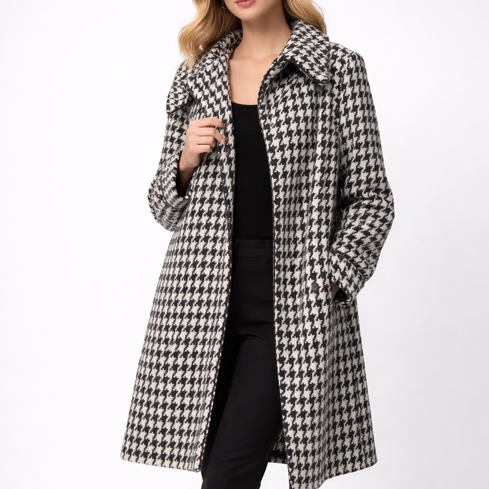 See by Chloe Black and Wool White Houndstooth Coat Sz 40